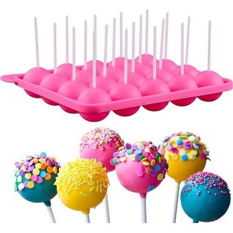 Moule à cake pop en silicone - 20 trous - Inclut 20 bâtonnets - Moule à gâteaux (1/5)