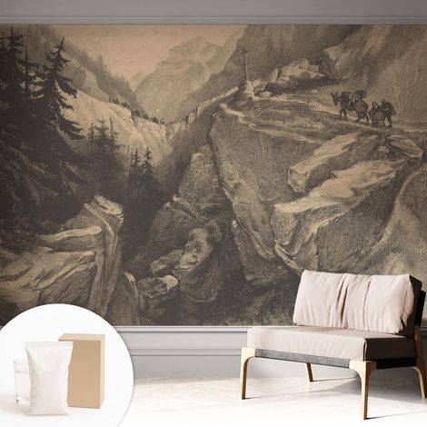 Fototapete Vliestapete mit Kleber - modern Wohnzimmer - Wanddekoration - einfach anzubringen Malerische Berge 312x219 cm (1/5)