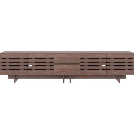 Mobile TV moderno in MDF e truciolato color noce, 200 x 39,5 x 55 cm, per TV fino a 80 pollici (1/5)