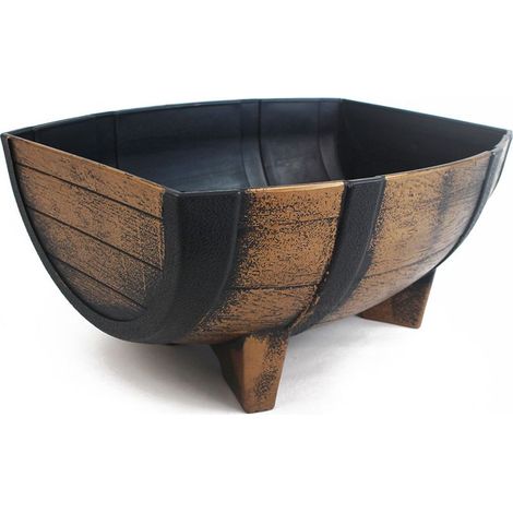 Pot de fleurs demi-seau style champêtre - Pot de fleurs décoratif - Pot de fleurs en plastique résistant aux intempéries - Pot de fleurs pour intérieur et extérieur - Pot de fleurs avec filtre de drai (1/4)