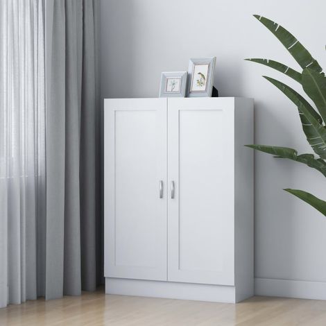 Vidaxl – Bibliothèque blanche 82,5x30,5x115 cm – Bois d'ingénierie – 3 compartiments – 2 portes – Rangement pour livres et objets décoratifs