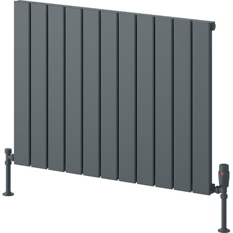 Reina Piatto Single Horizontal Aluminium Radiator 600mm H x 820mm W - Anthracite (1/3)