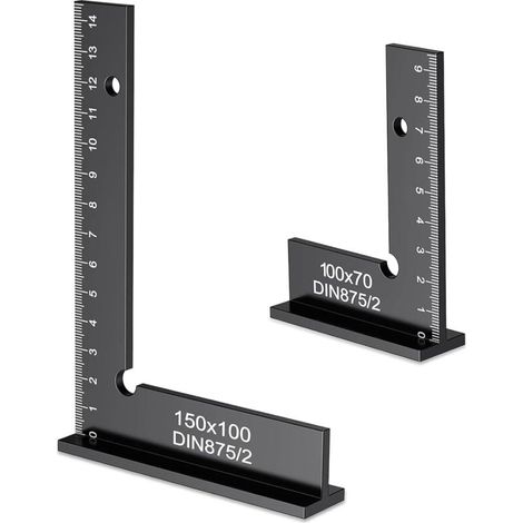 Équerre de menuisier,Equerre Menuisier 90°,Équerre Multifonction,Aluminium 150x100mm +100x70mm Equerre Charpentier,convient pour les travaux de menuiserie de précision (1/5)