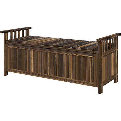 Banc de jardin avec coffre de rangement 151L 2 places en bois d'épicéa carbonisé pour terrasse et balcon (1/5)