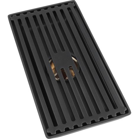 Bonde de sol noire avec couvercle amovible, accessoire de salle de bain et de cuisine en acier inoxydable, 10 x 20 cm (1/5)