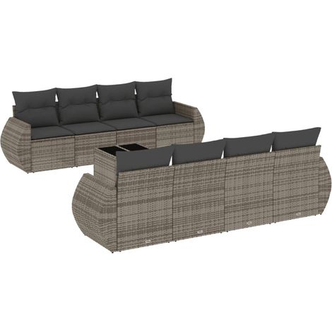 Maison Exclusive - 9-tlg. Garten-Sofagarnitur mit Kissen Grau Pol (1/3)