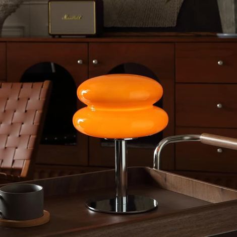 BelleRise - Lampe de chevet champignon style médiéval-moderne, lampe rétro tarte aux œufs, cadeau pour copine, orange (1/5)
