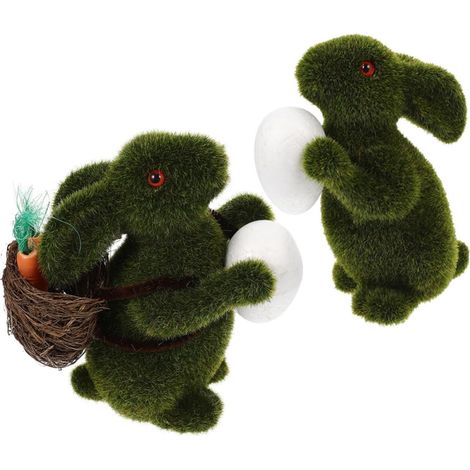 2 Stück realistische Osterhasen Dekofiguren aus Schaumstoff