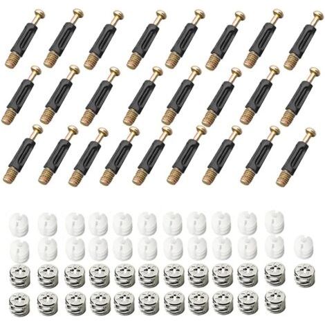Accesorios de montaje, 25 piezas Racores de leva Conexión 3 en 1 Conector para muebles Racor de leva Conector de muebles excéntrico Herraje para unir muebles, armarios, mesas, alacenas (1/5)