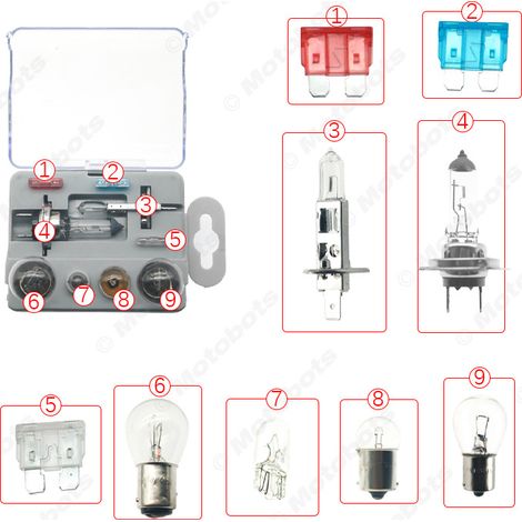 Kit de 9 ampoules halogènes de phares de voiture H1/H7/PY21W/R5W/W5W/ATC (1/4)