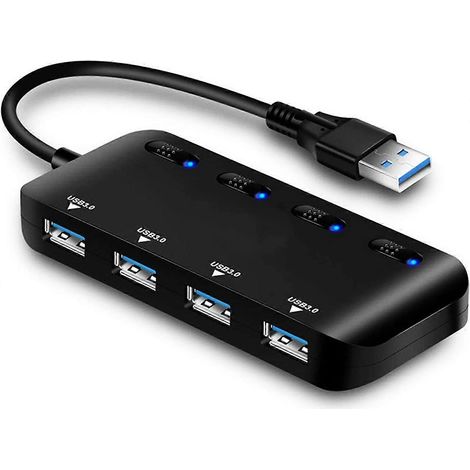 Hub USB 3.0 avec voyants lumineux, compatible Mac Pro/Mini, PS4, XPS, etc. (1/4)