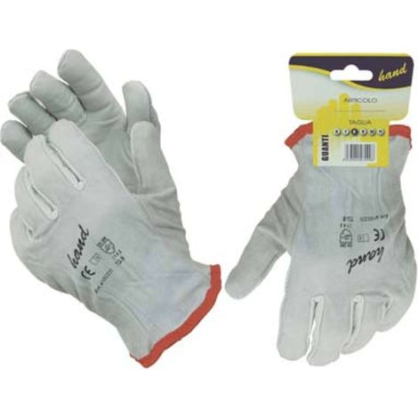 GUANTO FIORE BOVINO HAND - BIANCO DORSO CROSTA  8 - 10 paia