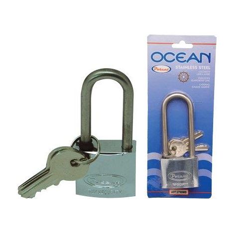 LUCCHETTO ARCO LUNGO OCEAN 2700MB POTENT  OTTONE ARCO ACCIAIO INOX CHIAVI 2 MM 50X81