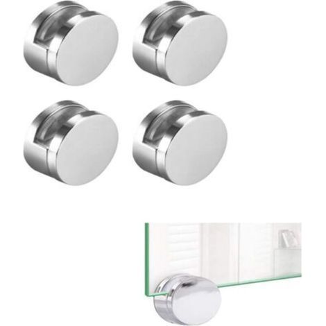 [4 pièces] Supports d'étagère en verre rectangulaires sans cadre réglables Supports de fixation robustes Clips d'étagère (1/4)