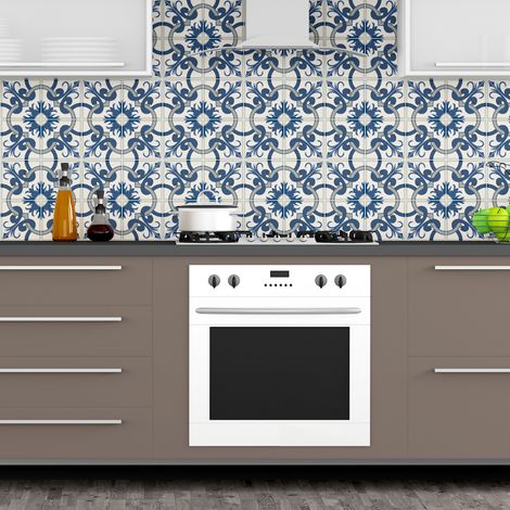 Sticker Mural Carrelage adhésif Cuisine Salle de Bain - 60 STICKERS CARRELAGES AZULEJOS TONIO - 60stickers10x10cm (1/5)