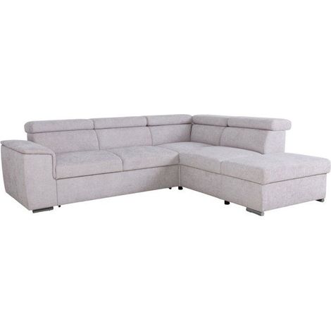 Canapé d’angle convertible réversible DAYTONA CASAPY 5 places beige tissu coffre de rangement (1/5)
