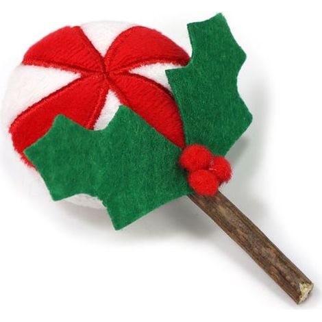 Gioco per gatto natalizio lollipop con bastoncino di matatabi 14 cm