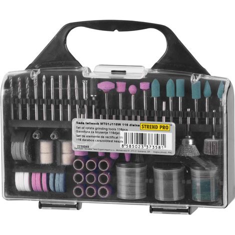 Schleifkörper-Set Strend Pro RTG1016, 116-teilig, Mini, für Geradschleifer, mit Schaft