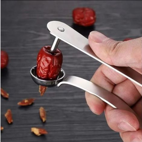 Dénoyauteur en acier inoxydable – Convient pour les cerises, les olives, les dattes, les jujubes, les baies d'aubépine et d'autres fruits – Dénoyauteur robuste, outil de cuisine (1/5)