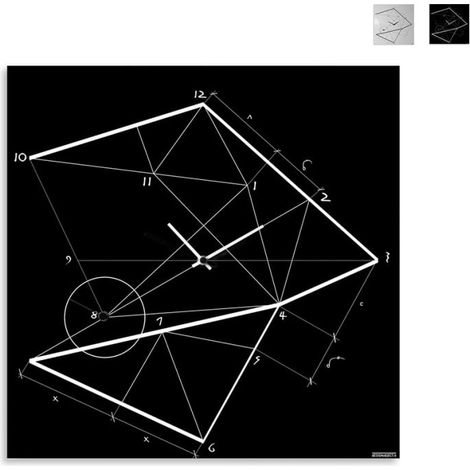 Orologio da parete moderno 50x50cm design industriale minimal Time Line - Nero (1/5)
