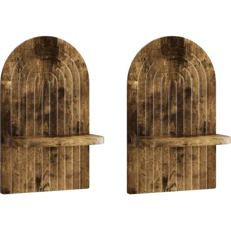 Estante de pared 2 uds. Roble Ahumado 23 x 13,5 x 37,5 cm vidaXL (1/5)