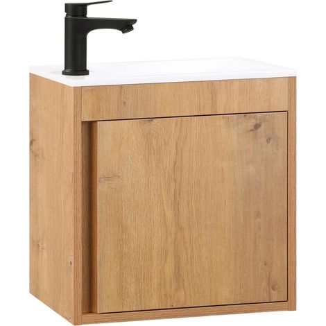 Kometmöbel Waschbecken mit Unterschrank 50cm hängend Gäste-WC Waschtisch 50 cm (Eiche 50cm, Ohne Wasserhahn) (1/5)