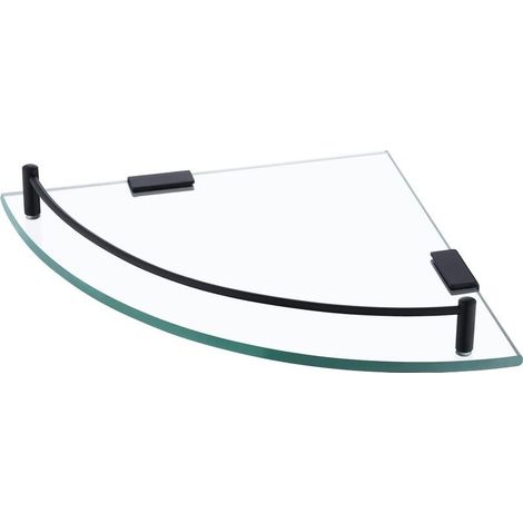 Tablette de douche en verre trempé 7mm – Acier inoxydable SUS 304 noir mat – Installation murale avec rail anti-glisse – Gain d'espace salle de bain (1/5)