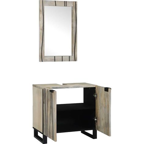 Maison Exclusive - Badezimmerschrank-Set 2 pcs Weiß Massivholz Ma