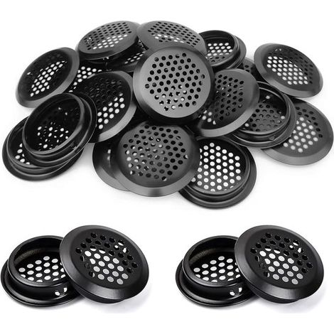 Rejilla de ventilación redonda de acero inoxidable - Soluciones de ventilación para armarios y muebles, 30 unidades