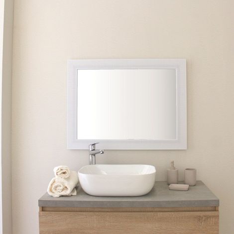 Miroir Rectangulaire Avec Cadre En Mdf Blanc Réversible 62,5X82,5Cm (1/5)