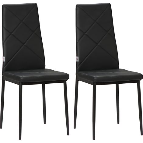 Set 2 Sedie 41x50x97 cm con Schienale Alto in Finta Pelle e Acciaio Nero (1/5)
