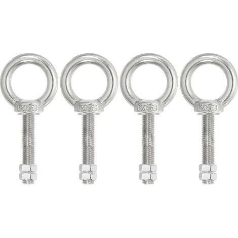 Boulons d'Œil d'Épaule de Levage 4 Pcs M10x60 Boulon à Vis en Acier Inoxydable 304 Anneau d'Épaulement Boulon à Œil à Vis Filetée avec Écrous Doubles Fixés pour Levage Suspendu (1/5)