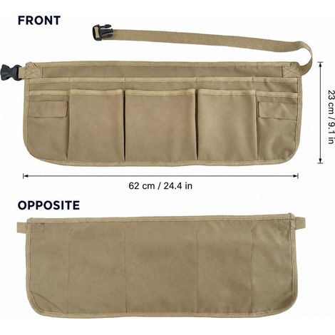 Tablier de Taille avec 12 Poches, Ceinture de Travail en Toile Imperméable pour Charpentier, Jardinier et Bricoleur DIY (1/4)