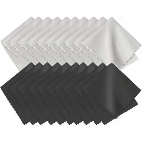 20pcs - Microfiber Glasses Cloth - 10Black - 15x15CM - 10Light Gray - 15x15CM (1/4)