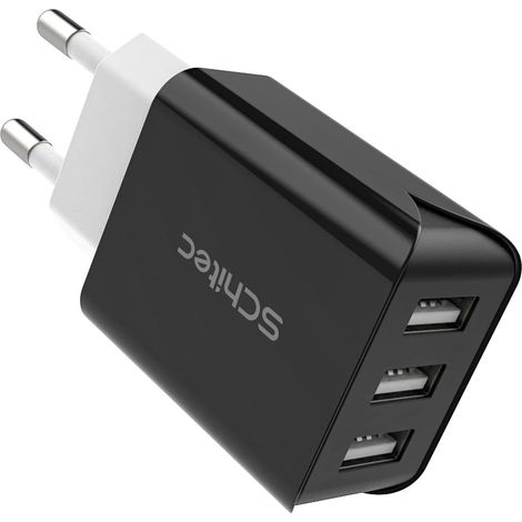 Chargeur de Prise avec 3 Ports USB 15W, Charge Rapide Universelle pour Voyage, Bureau, Maison. Compatible pour 15, pour Android, tablettes, powerbanks et liseuses. Couleur Noir. (1/5)
