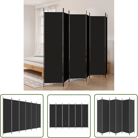 Furniture Limited - Cloison de séparation 6 panneaux Noir 300x200 (1/5)