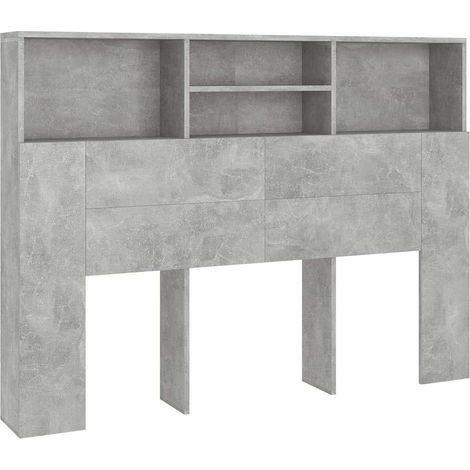 Maison Exclusive - Mueble cabecero gris hormigón 140x19x103,5 cm (1/5)
