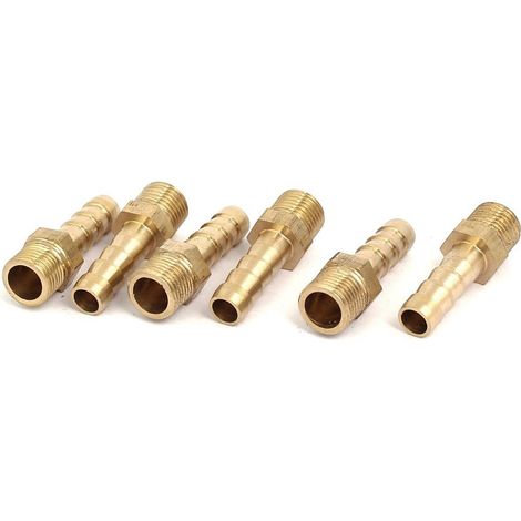 1 / 8BSP Außengewinde 6mm Schlauch Barb Rohrverschraubung Koppler Stecker Adaptateur 6st (1/4)