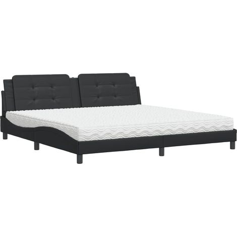 Maison Exclusive - Letto con Materasso Zadar Nero 200x200 cm in Similpelle