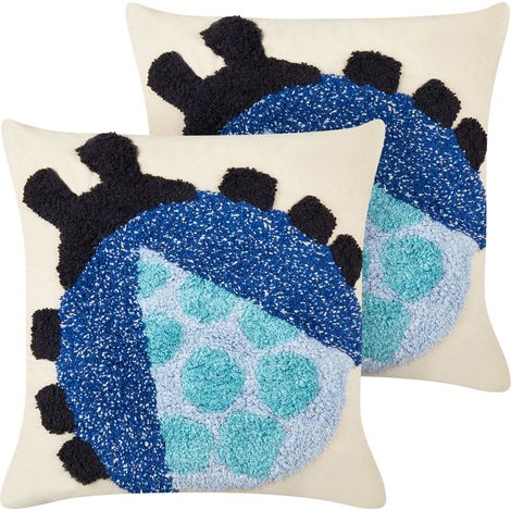Conjunto de 2 cojines decorativos fabricados en algodón multicolor con motivo de mariquita 45 x 45 cm Ladybird