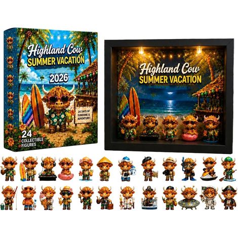 Calendriers de l'Avent de vache 2026, 24 jours amusants avec figurines LED Lightbox, calendrier de compte à rebours de vacances avec figurines pour les bureaux de jeux de nuit des amis de la (1/5)
