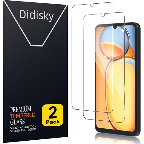 Lot de 2 Protecteur Verre Trempé pour Redmi 13C 4G,5G, Film Protection écran, dureté 9H, Pas de Bulles, Haute définition