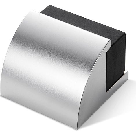 Arrêt de porte en caoutchouc noir arrêt de porte moderne chromé argent arrêt de porte en métal massif arrêt de porte garde murale avec pare-chocs et fixations 1 paquet (1/5)