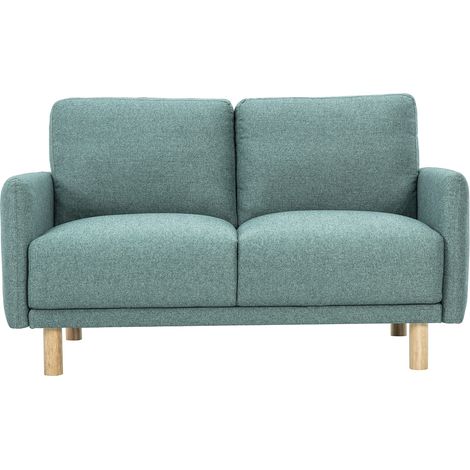 Divano design 2 posti in tessuto verde grigio e legno chiaro BONO