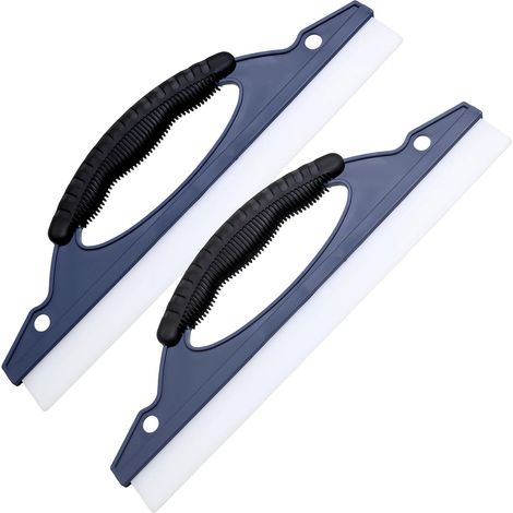 Set di 2 tergivetri per finestre, tergivetro per doccia lungo 30 cm, manico in gomma morbida da appendere, per rimuovere il ghiaccio dall'auto, per porte e finestre in vetro, piastrelle, finestrini de (1/5)