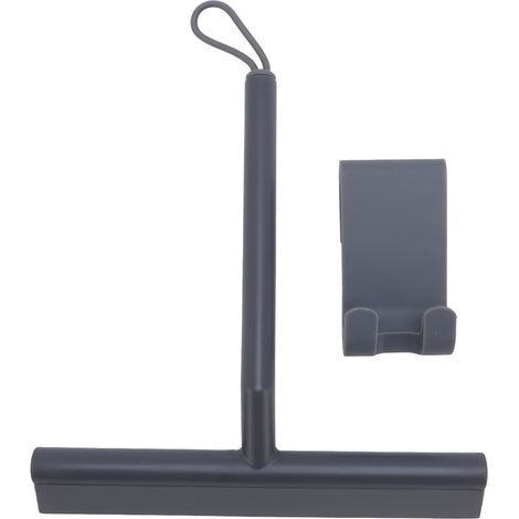 Shower Squeegee TPE PP Soft Head Glass Door Mirror Car Window Squeegee with Hanging Rope and Hook Grey (1/5)