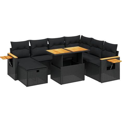 Set Divani da Giardino con Cuscini 8 pz Nero in Polyrattan vidaXL (1/4)