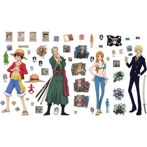 Stickers One Piece- Luffy, Nami, Zoro, Sanji - Hauteur 19,5 cm (1/4)