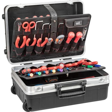GT Line-REVO21WHPTS-Maleta portaherramientas con ruedas y bolsillos elásticos Revo21