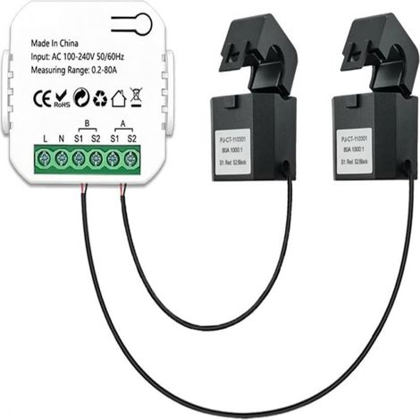 Compteur d'énergie intelligent Wifi - Surveillance bidirectionnelle production/consommation solaire - Compatible système photovoltaïque - 100 A - 230 V - 50 Hz - 1 pièce